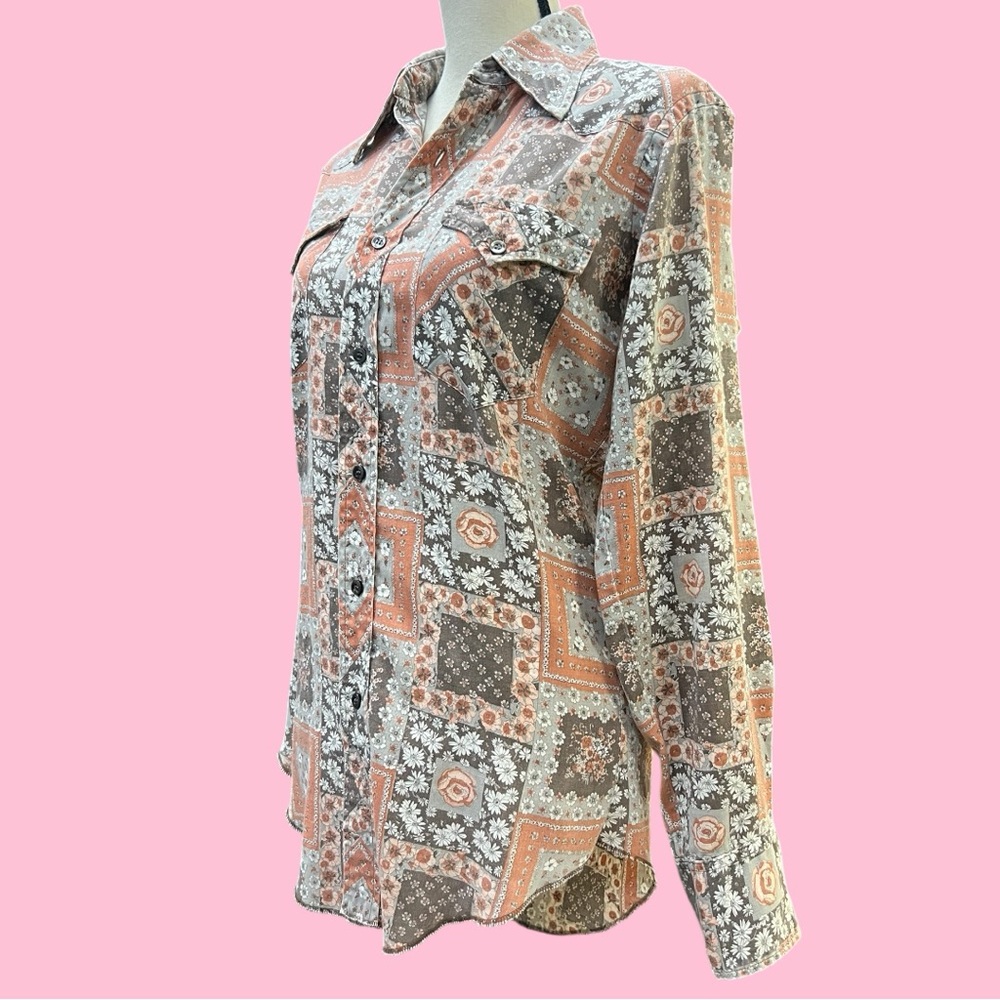 Vintage 70’s 80s Wrangler Patchwork Western Shirt - Picture 5 of 10